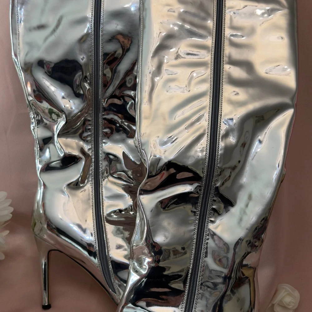 Metallic Stiletto Knee High Boots | Trendy Fall Winter Must Have - Picture 3 of 11